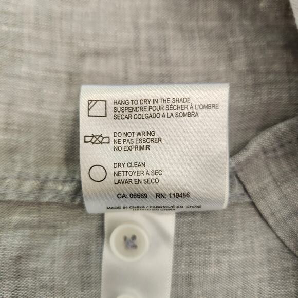 Heritage Report Collection Shirt Men Large Blue Linen Short Sleeve Button Collar - Picture 9 of 13